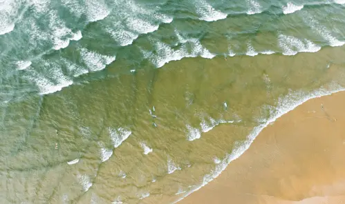 An aerial view of a beach